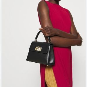 Michael Kors Black Leather Small Marlow Top Handle Bag